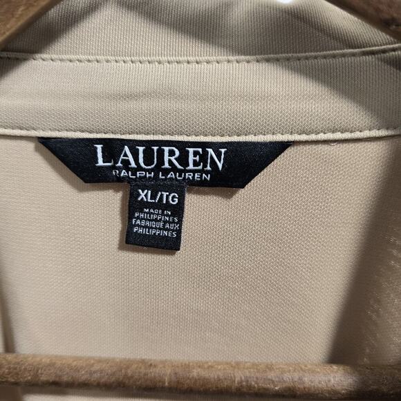LRL Ralph Lauren Skirt Set Womens XL 2X Tan Beige Button Up Outfit Two Piece - Picture 3 of 16